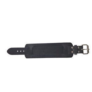 Genuine Black Leather Bracelet Punk Rock n Roll Goth Wide Wrist Belt Jewelry